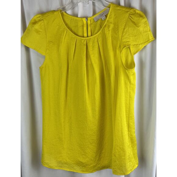 Ann Taylor LOFT Textured Cap Sleeves Blouse, Canary Yellow, Sz: S, 58-18 - Picture 11 of 16